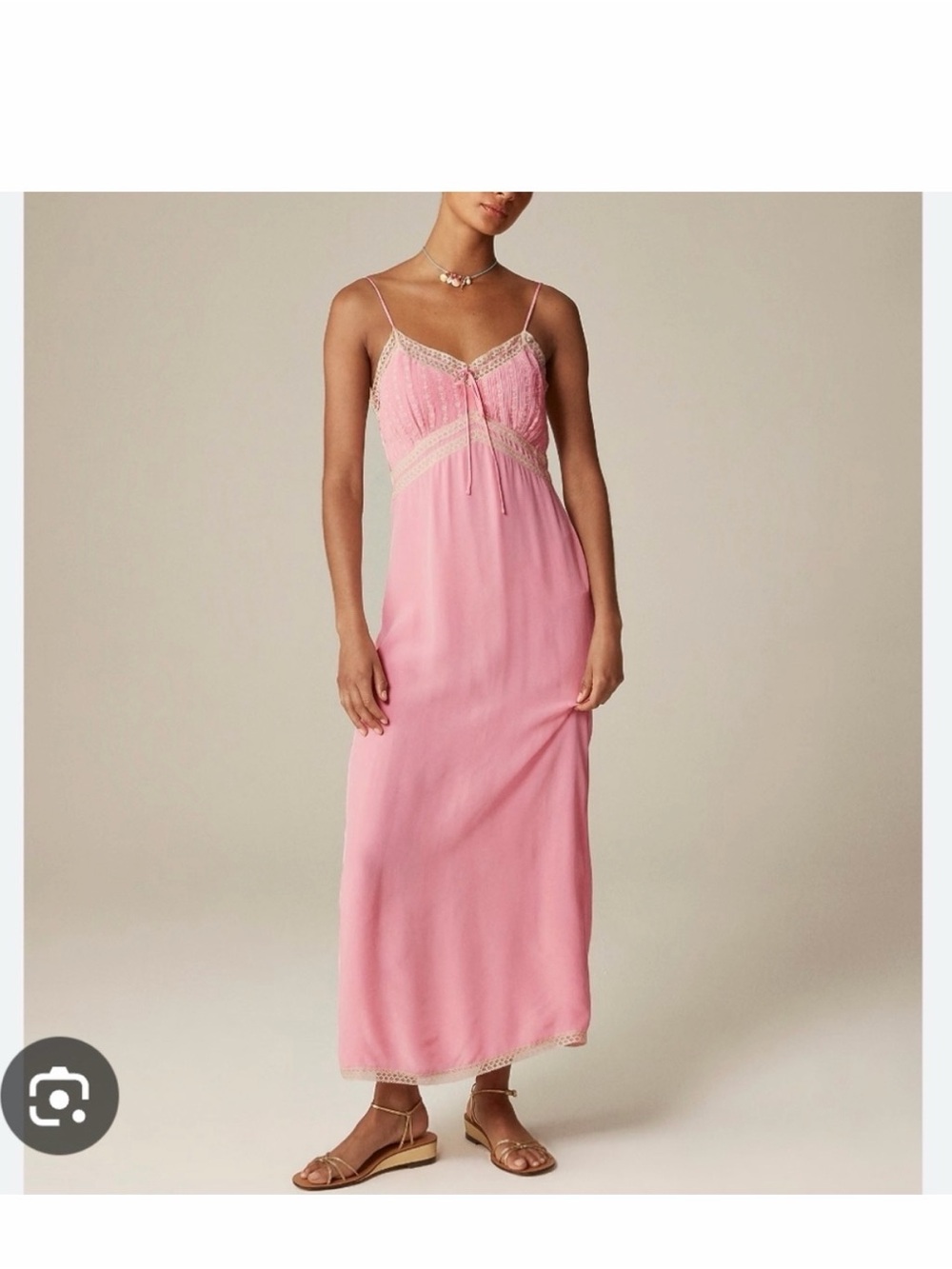 J crew Pintuck lace-trim slip dress in crepe de chine - new with tags